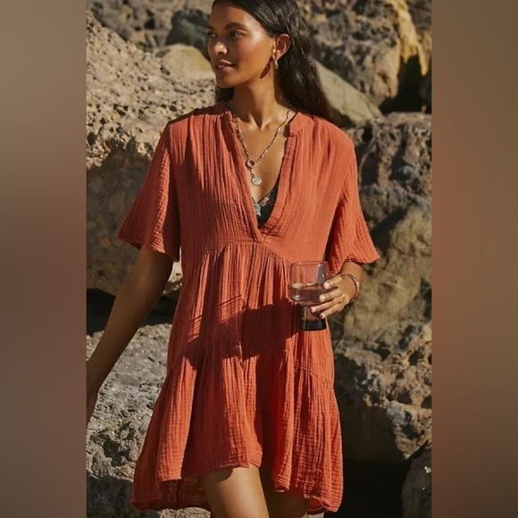 Anthropologie Dresses & Skirts - NWT! Anthropologie Orange Rust Kallie Flowy Tunic Dress 🔖